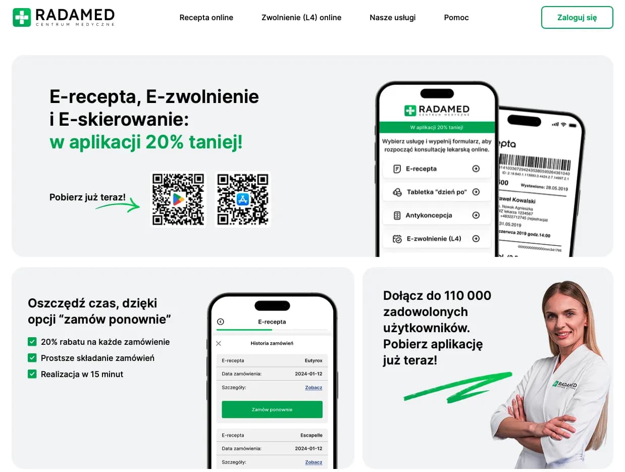 Radamed — aplikacja mobilna centrum medycznego