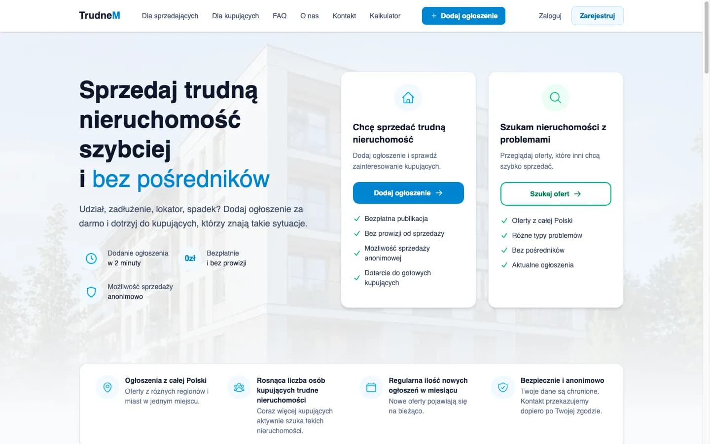 TrudneM — portal ogłoszeniowy dla trudnych nieruchomości